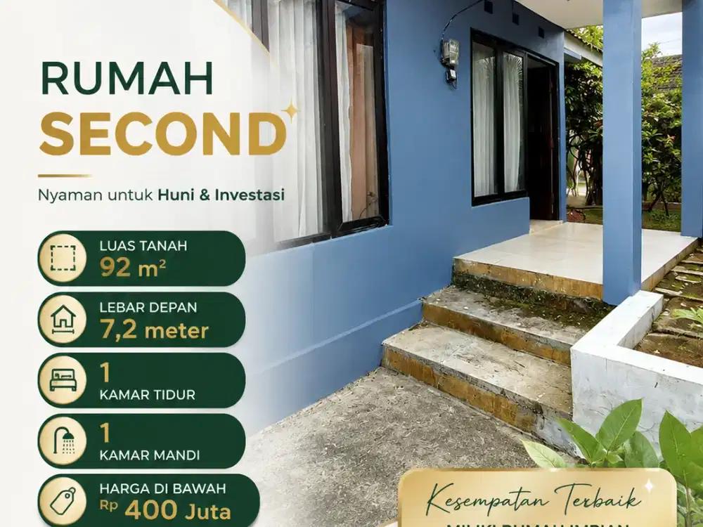 Rumah SHM 92 m² Harga di Bawah Rp400 Jutaan | Rumah Second