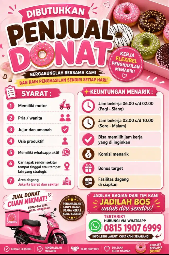 Penjual donat kerja bisa memilih wkt yang di inginkan