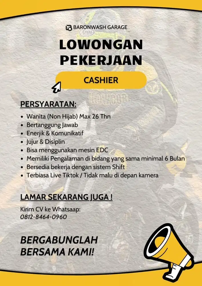 OPERATOR CUCI MOTOR & KASIR