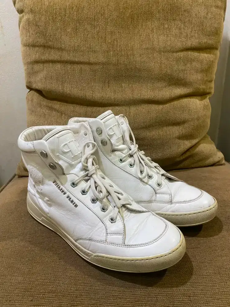 Sneakers high philip plein white leather 41 good quality