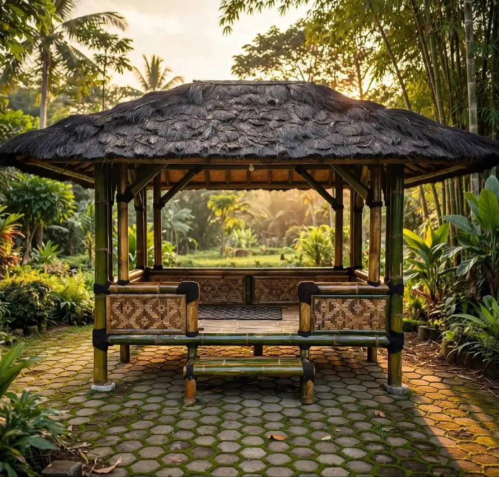 Saung gazebo full bambu alami