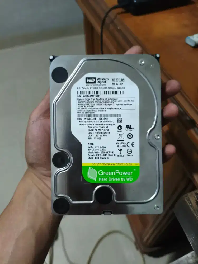 HARDISK WD GREEN 3.5 2TB HEALTH 100%