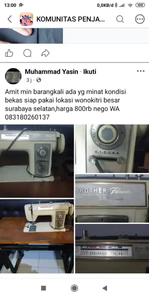Mesin Jahit kondisi bekas siap pakai