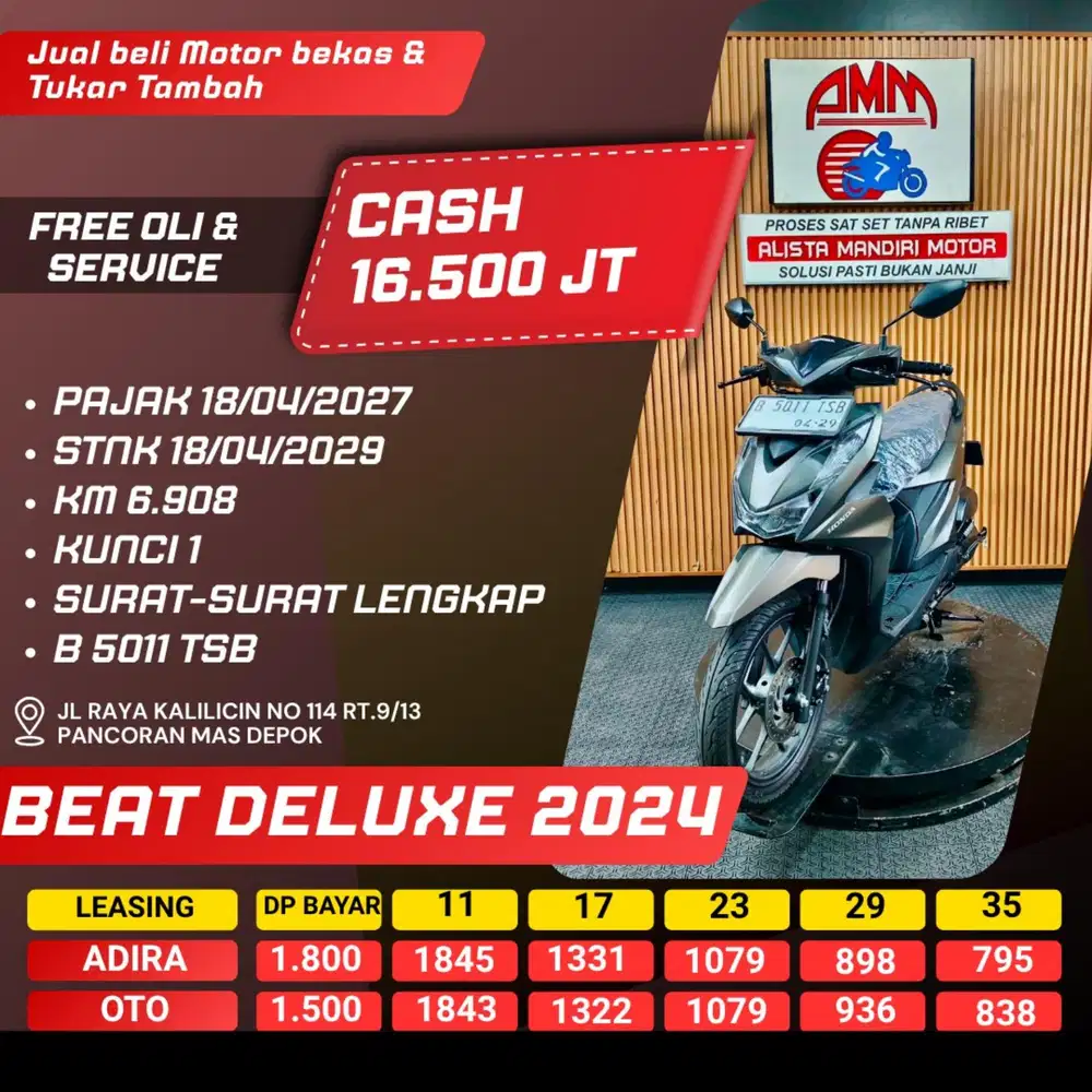 BEAT DELUXE 2024 PAJAK HIDUP CASH / KREDIT ALISTA