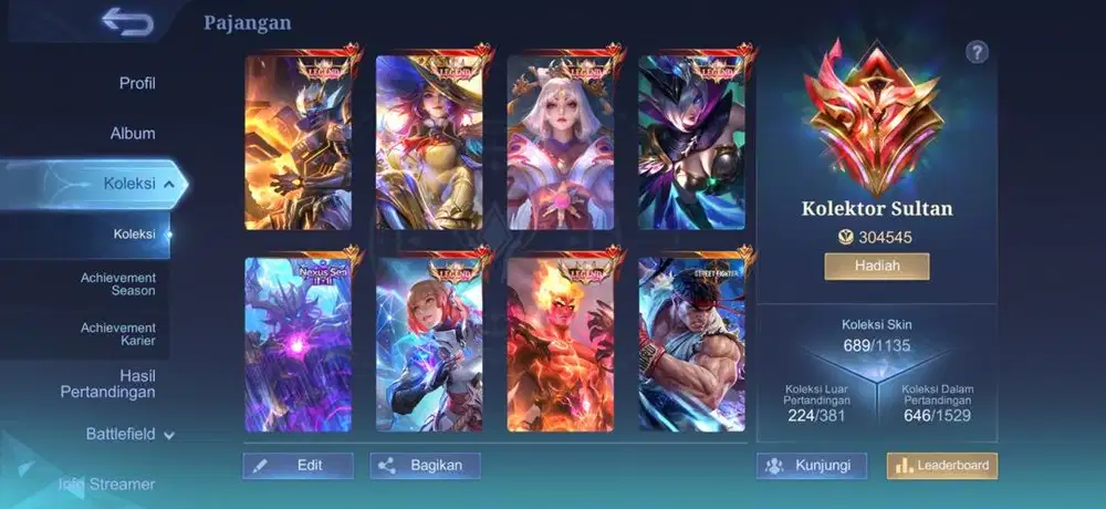 Akun Mobile legends KOLEKTOR SULTAN
