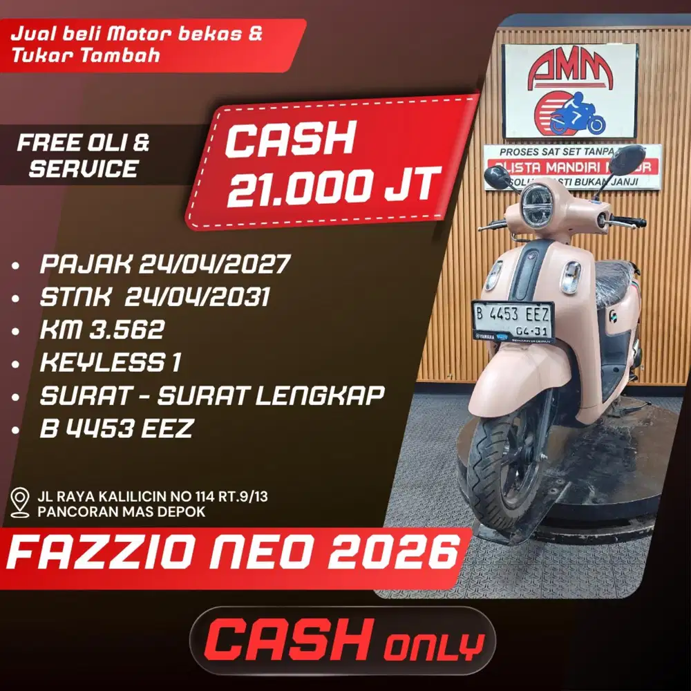 FAZZIO NEO 2026 PAJAK HIDUP KM LOW LIKE NEW CASH ONLY ALISTA