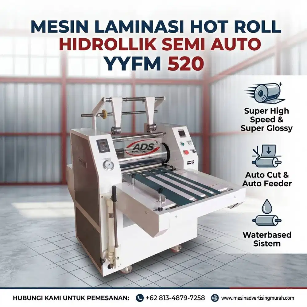 Mesin Laminasi Hot Roll Hidrolik Semi Otomatis YYFM520 Super Glossy