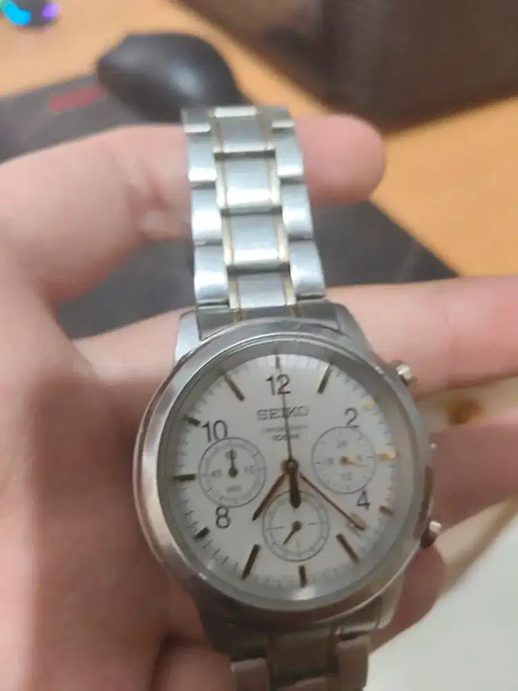 Seiko 6T63-00A0 white dial, stainless bracelet, Japan-made