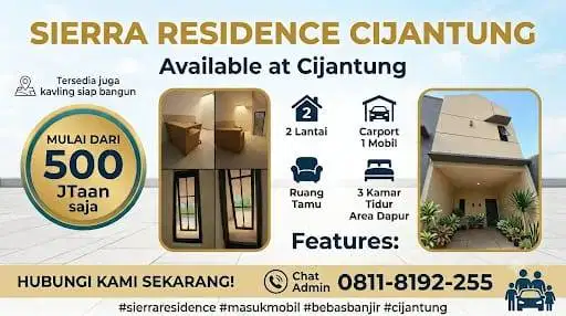 Rumah Baru & Kavling di Cijantung Masuk mobil mulai dari 500jtaan