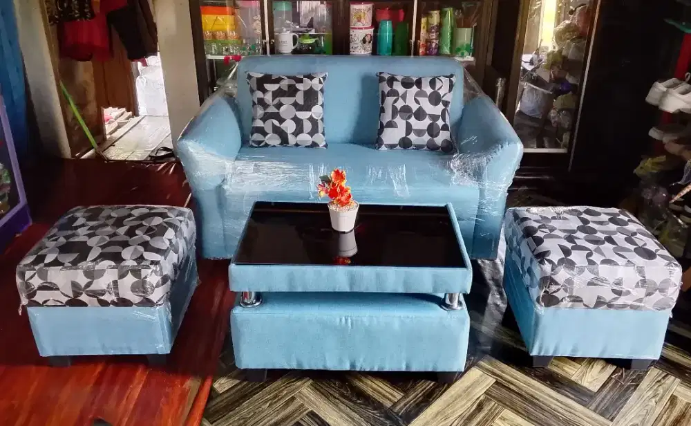 sofa baru malis + stool kain kanvas