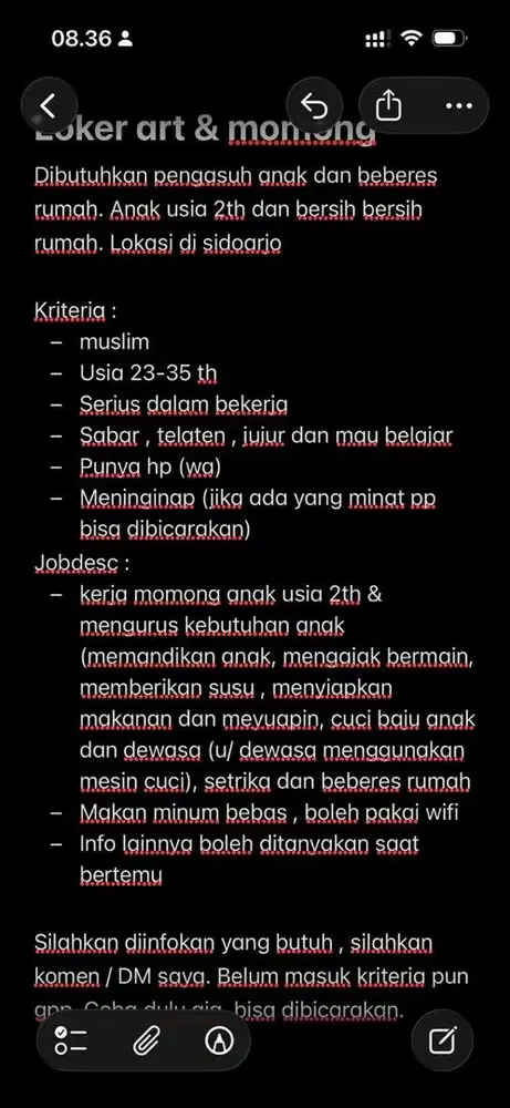 DIBUTUHKAN ART / MOMONG