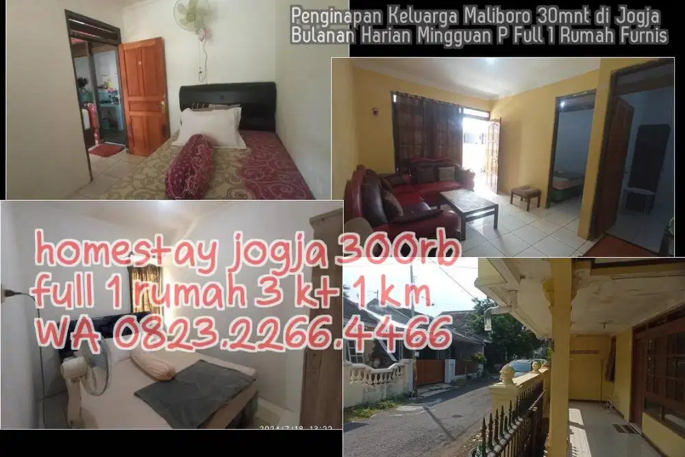Penginapan Keluarga Maliboro 30mnt di Jogja  Bulanan Harian Mingguan P
