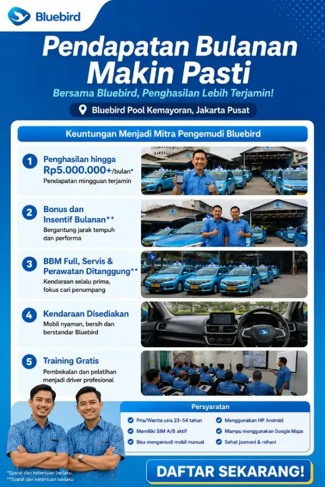 Dibutuhkan pengemudi bluebird pool garuda kemayoran