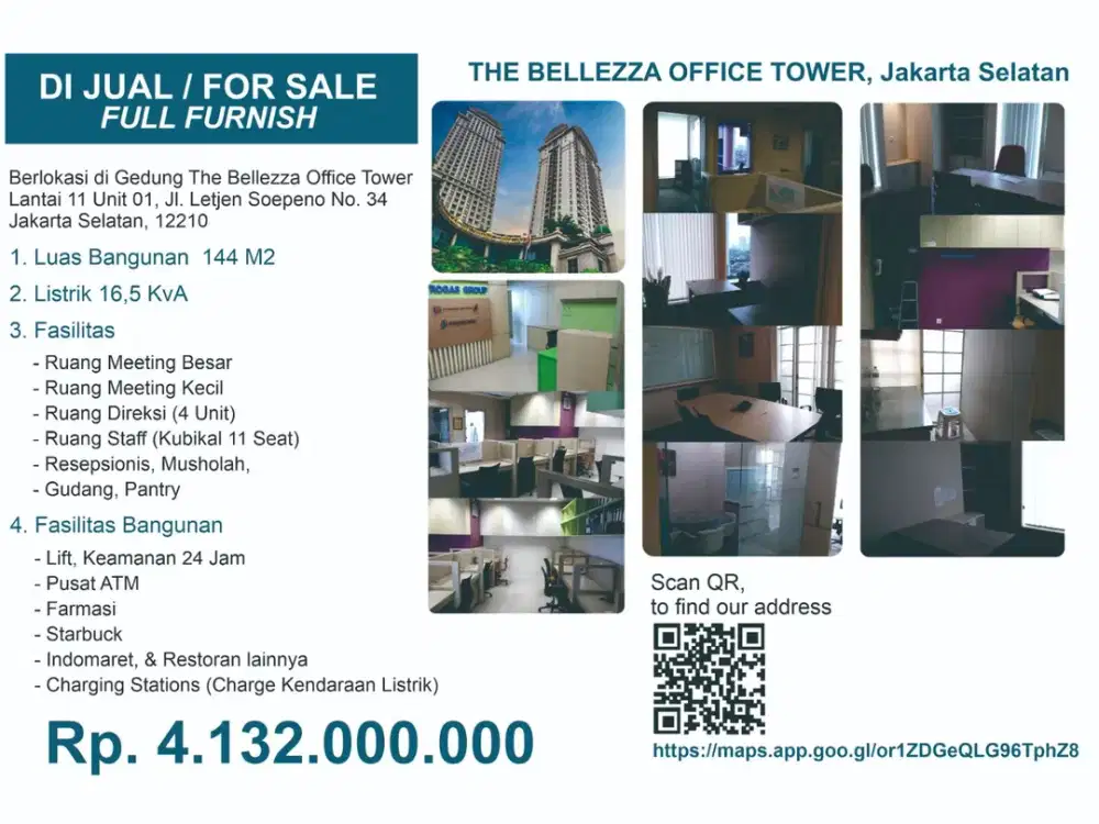 DI JUAL KANTOR DI THE BELLEZZA OFFICE TOWER (FULL FURNISH)