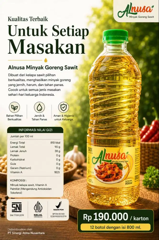 Minyak Goreng Alnusa (12 x 800ml) Karton