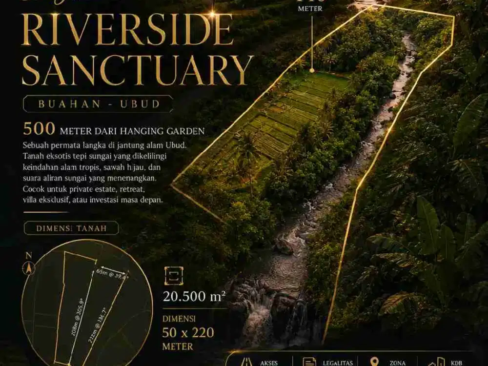 Tanah Riverside Buahan Ubud 500 mtr Hanging Garden hotel - Thumbnail 2
