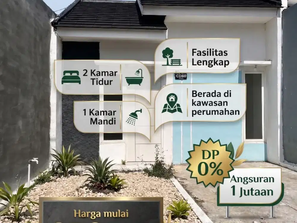 Rumah Pertama 250 Jutaan di Kawasan Perumahan | 2 Kamar & DP 0%