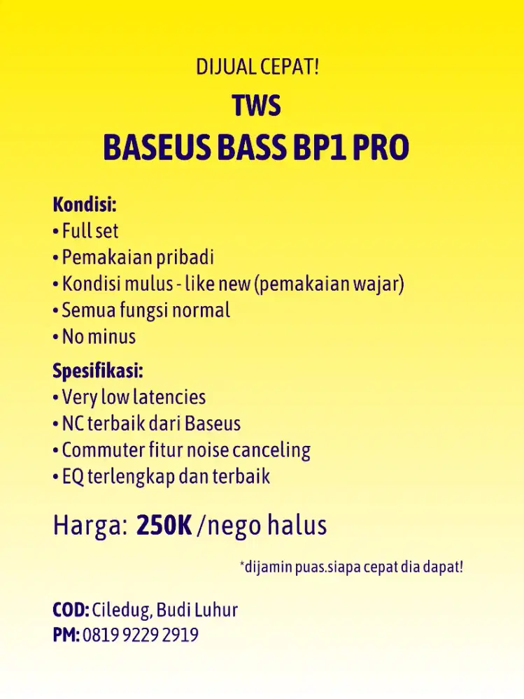 TWS BASEUS BASS BP1 PRO