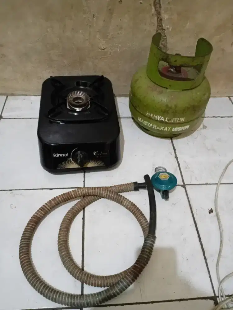 Kompor gas merk Rinnai sun buner 1 tungku udah satu set lengkap