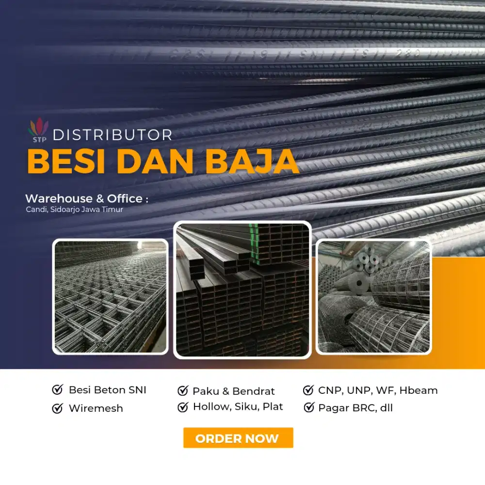 Jual besi beton, kawat bendrat, besi wiremesh, bondek cor, plat, siku.