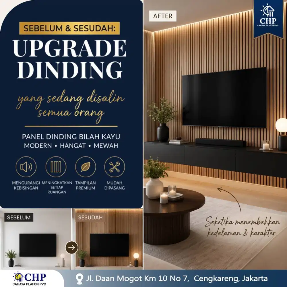 Dinding polos bikin rumah hambar? Upgrade pakai Wallpanel bilah kayu y