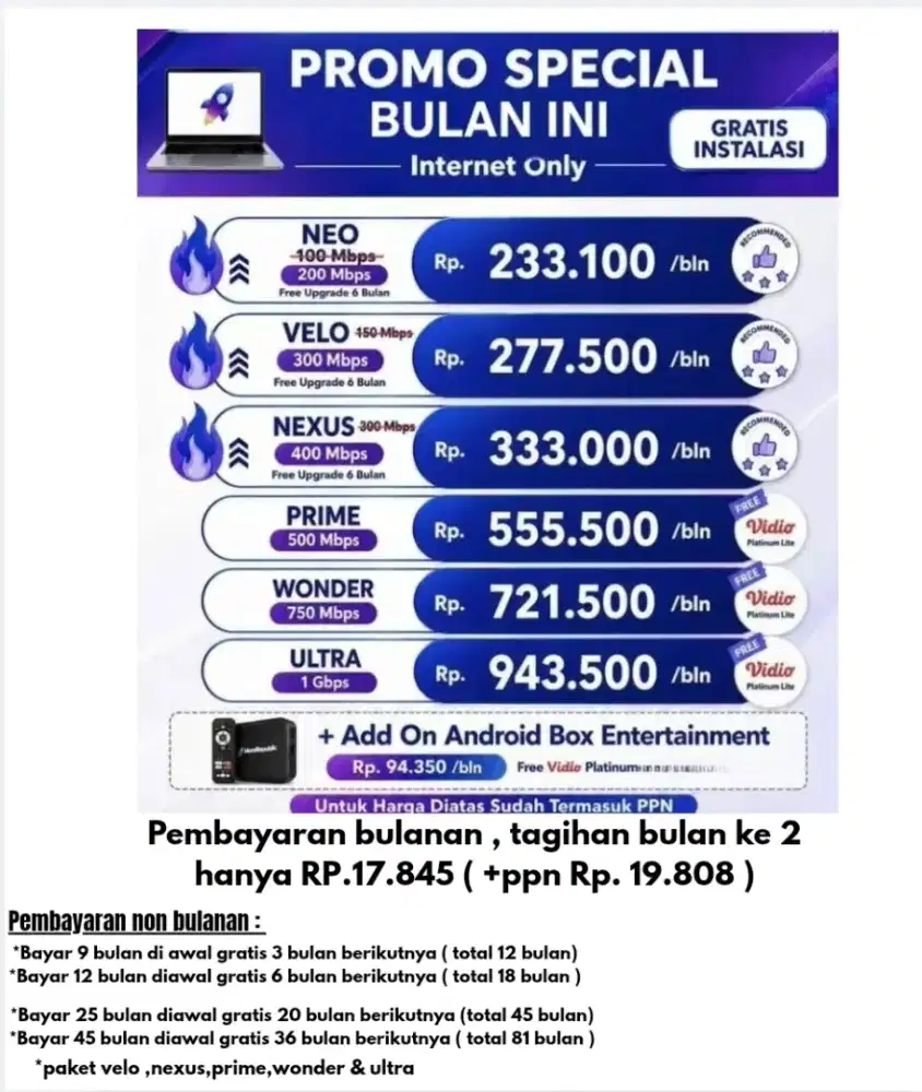 Promo pasang baru wifi my republic
