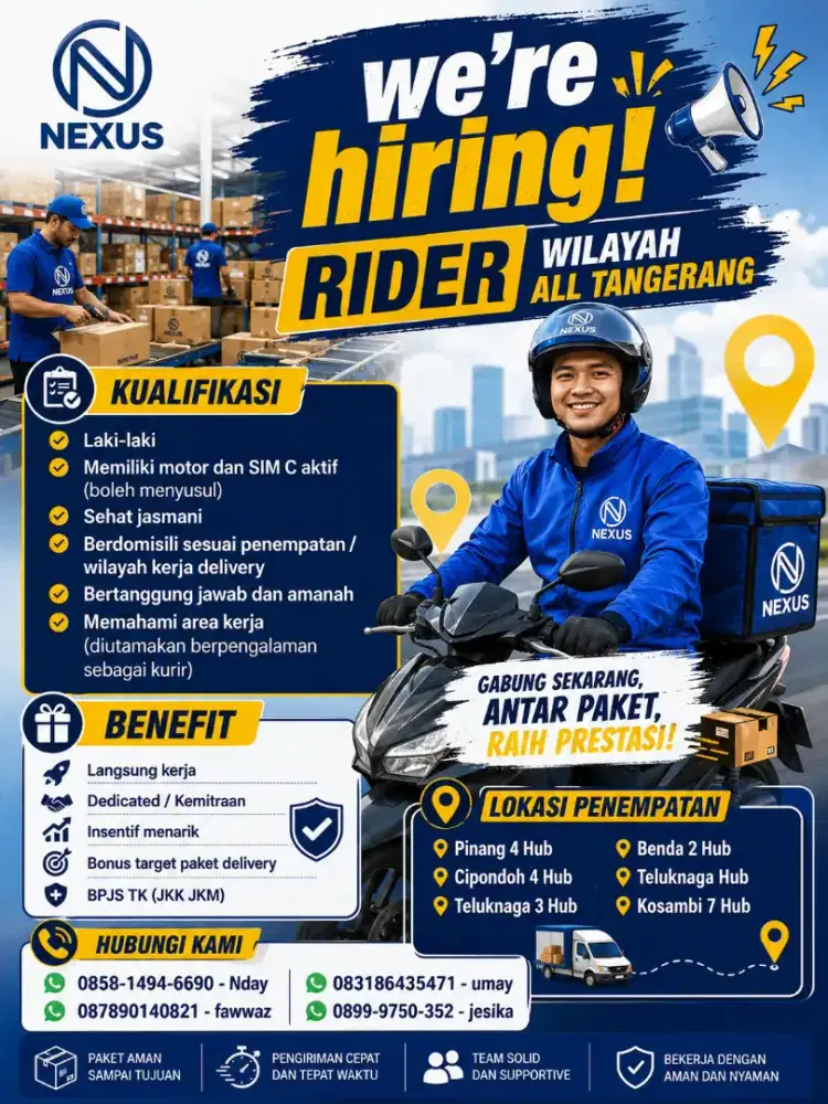 DIBUTUHKAN RIDER KURIR SPX DAERAH TANGERANG DAN SEKITARNYA!!!