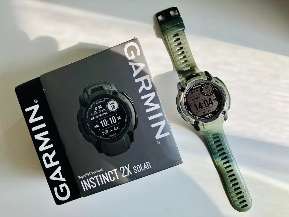 Smartwatch GPS Watch Garmin Instinct 2X Solar Green Moss Fullset Mulus
