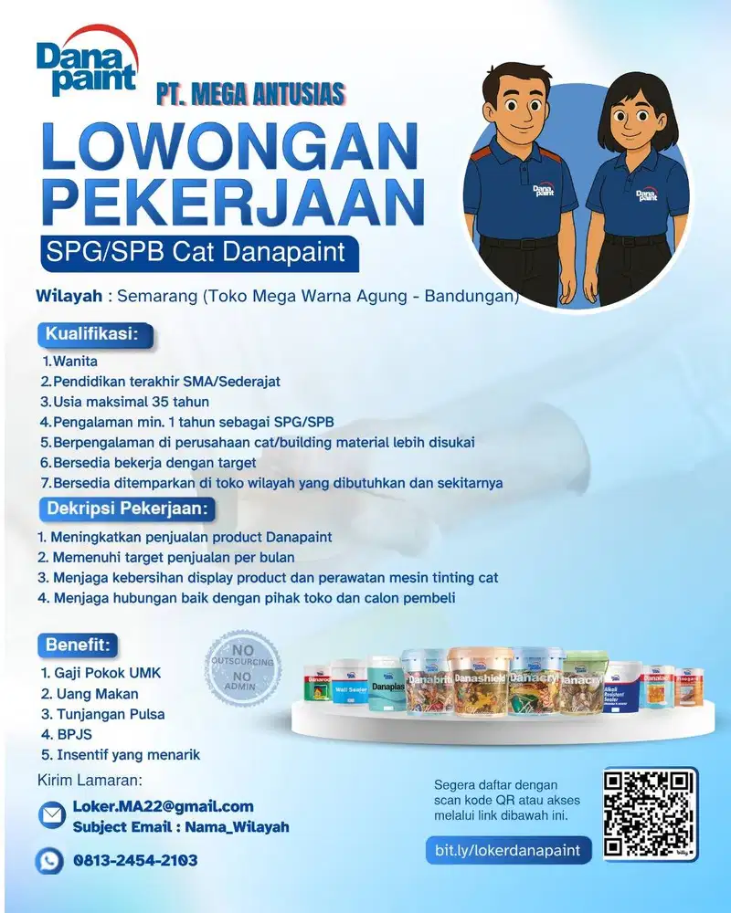 Lowongan kerja SPB?SPG Cat area Bandungan Semarang