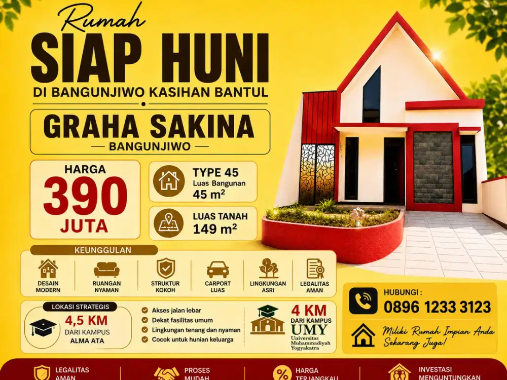 rumah siap huni dekat Kampus UMY Yogyakarta