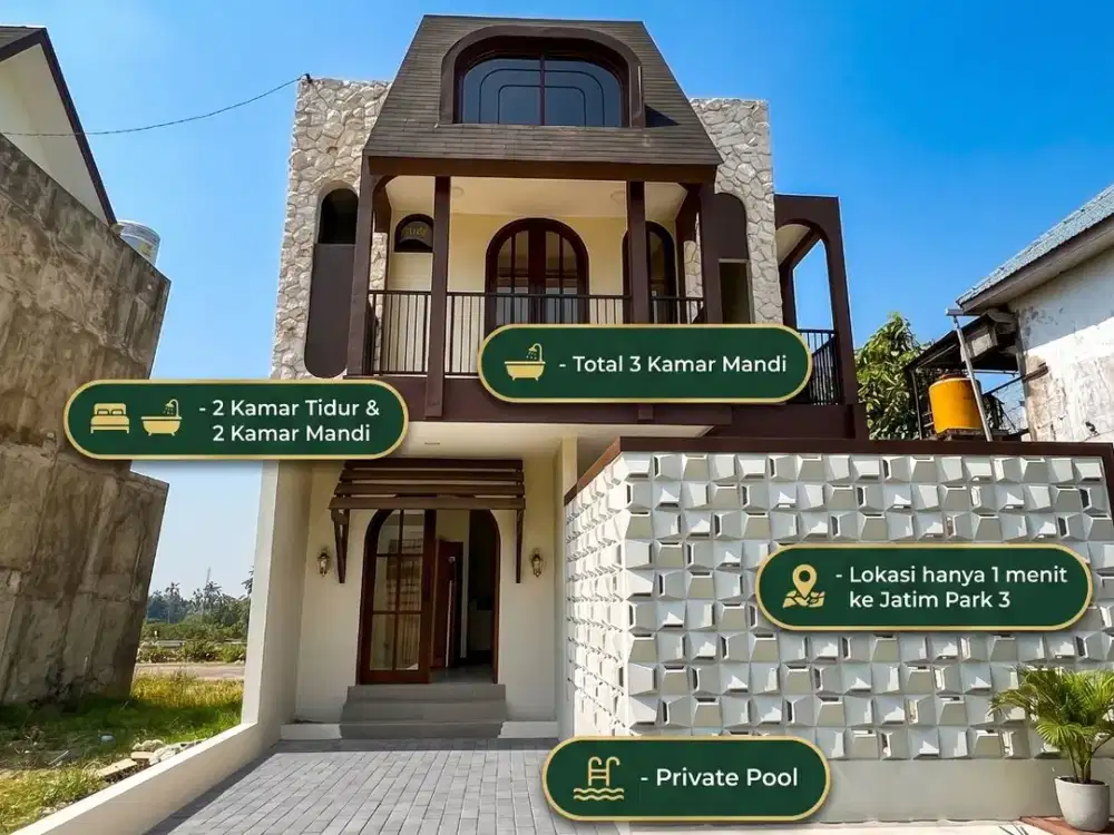 Rumah Nuansa Villa di Batu dengan Private Pool