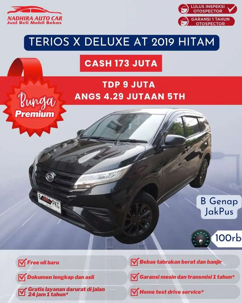 Angsuran Bunga Premium 4 Jutaan Terios X Deluxe AT 2019 Hitam