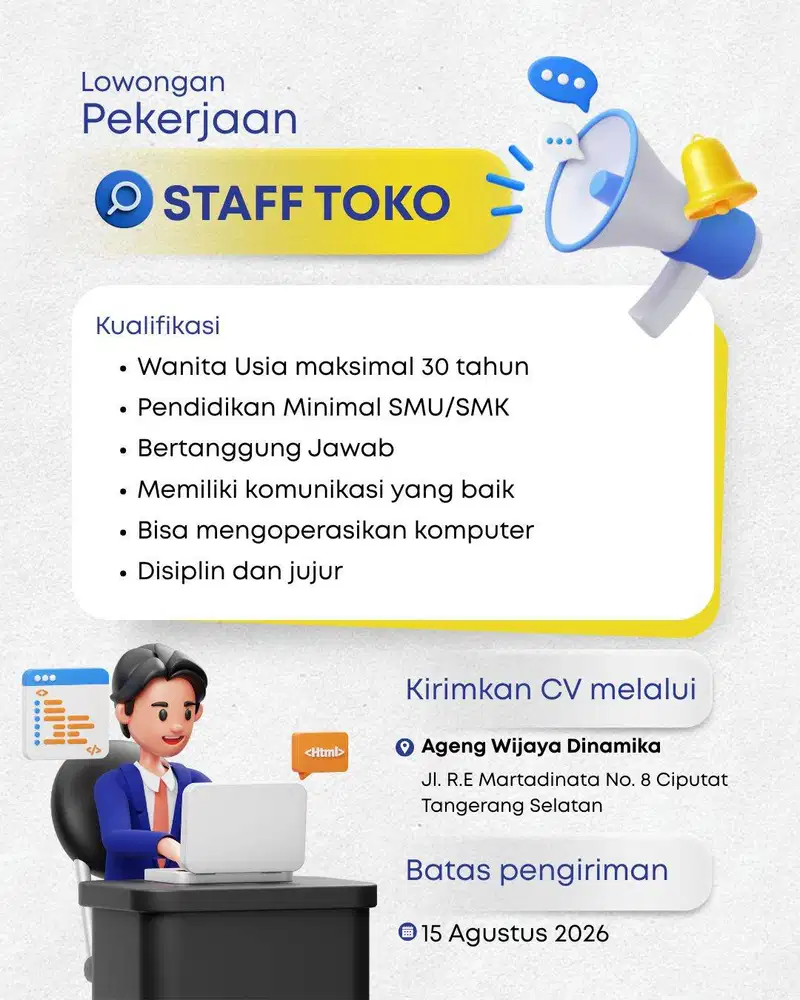 LOWONGAN STAFF TOKO