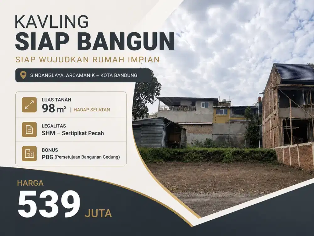 Kavling 98 m² SHM Hadap Selatan Sindanglaya Arcamanik Dekat A.H. Nasution