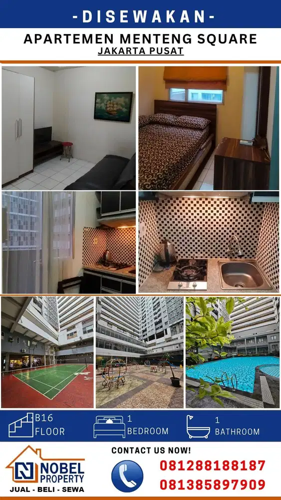 Disewakan Apartemen 1BR Full Furnished Tower B Lantai 16 Jakarta Pusat