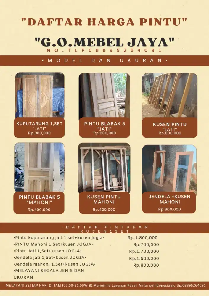 MELAYANI PESANAN PINTU DAN KUSEN DAN PERLENGKAPAN RUMAH