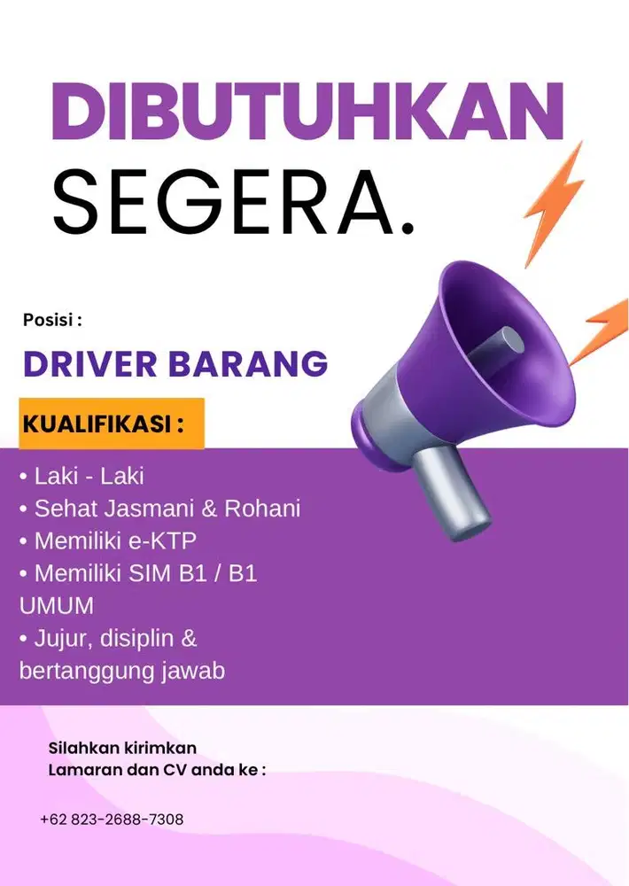 Lowongan kerja supir barang
