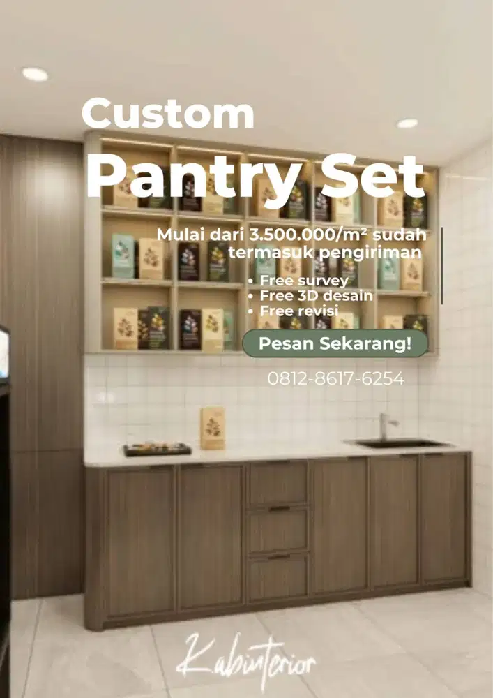 Custom Pantry Set Cafe Minimalist HPL Luar-Dalam
