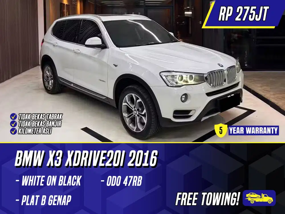 BMW X3 xDrive20i 2016 NIK 2015 White on Black Putih xDrive