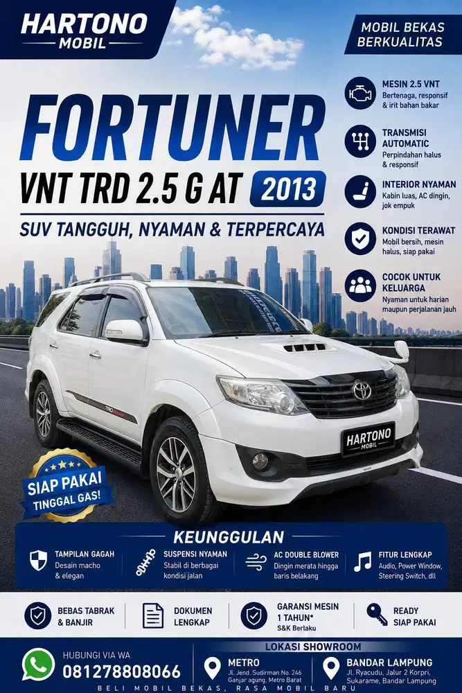 FORTUNER VNT 2.5 G LUX AT 2013