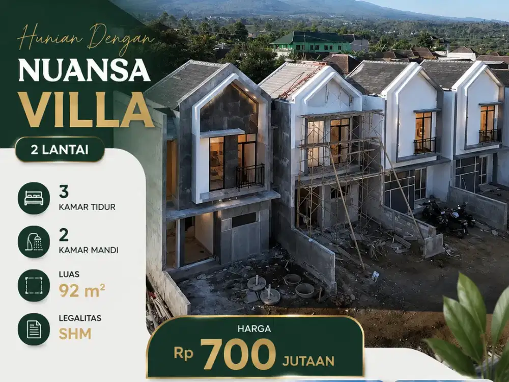 Rumah Nuansa Villa 2 Lantai di Batu | 3 Kamar, SHM, Rp700 Jutaan