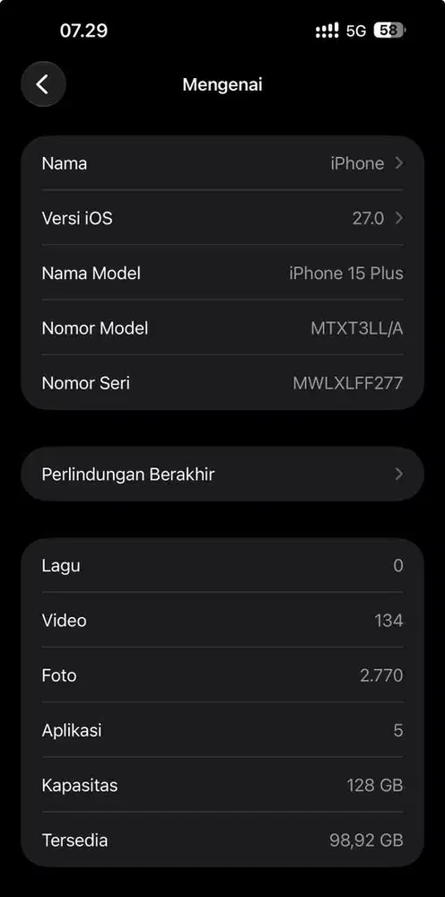 Iphone 15 plus iOs 27 normal premium