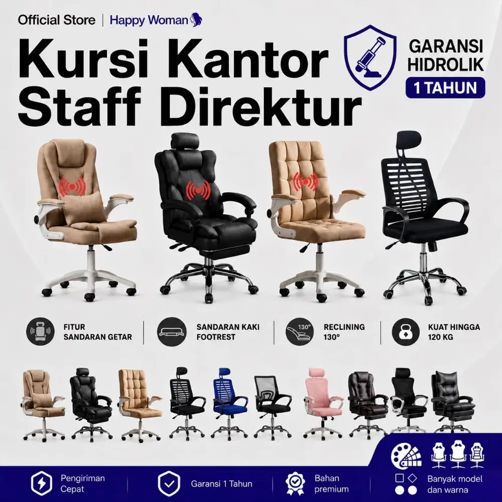 Kursi Kantor Staff Manager Direktur Tebal Empuk Kualitas Premium
