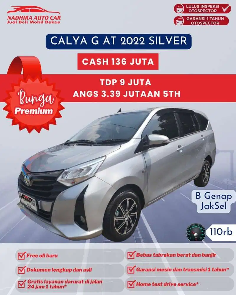 Angsuran Bunga Premium Calya G AT 2022 Silver
