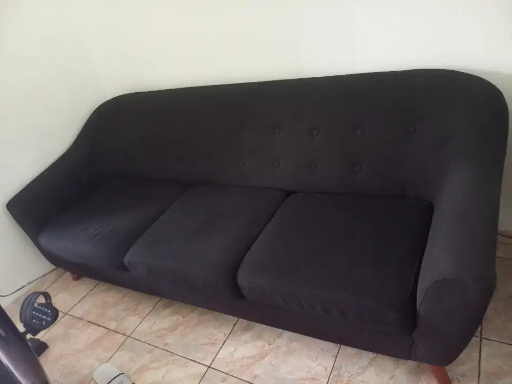 Sofa fabelio 3 seater hitam