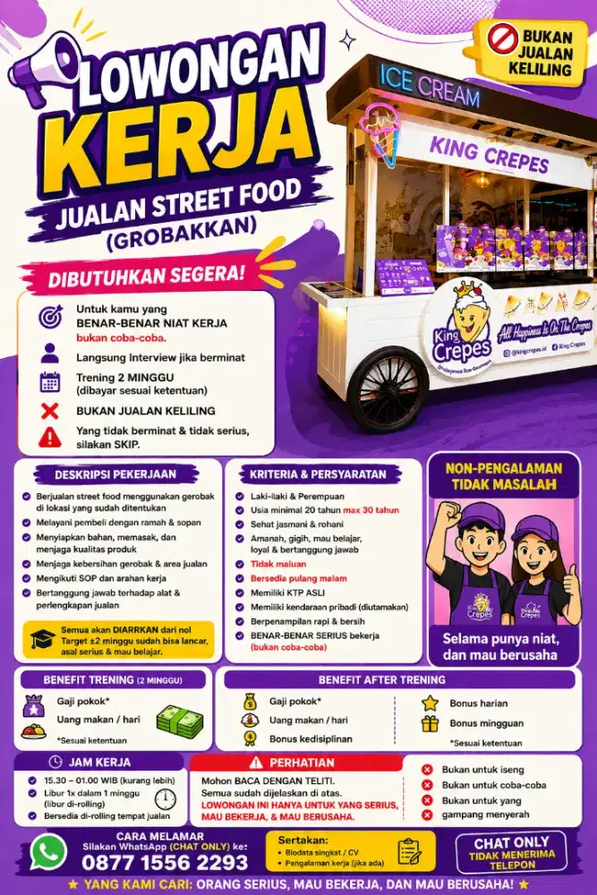 LOWONGAN KERJA JUALAN KULINER GROBAKKAN