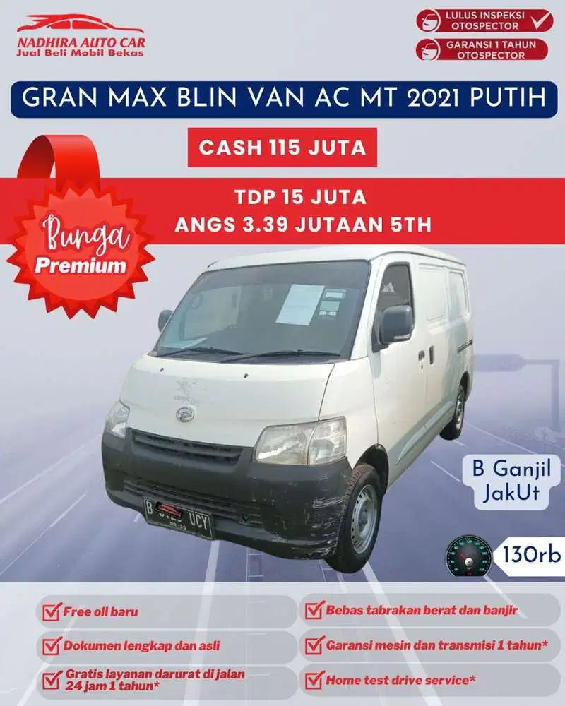 Angsruan Bunga Premium 3 Jutaan Gran max Blin van AC MT 2021 Putih