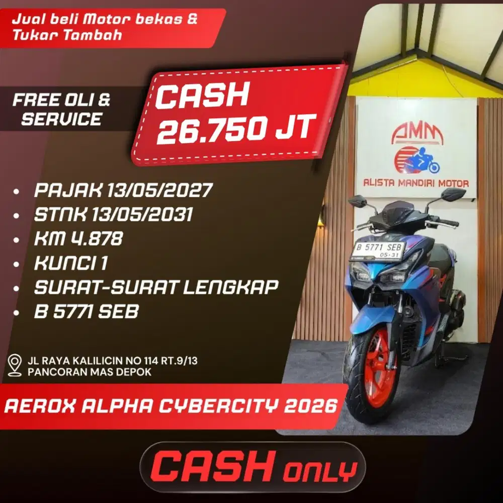 AEROX ALPHA CYBERCITY 2026, BS TT, CC, KREDIVO, CASH/ KREDIT
