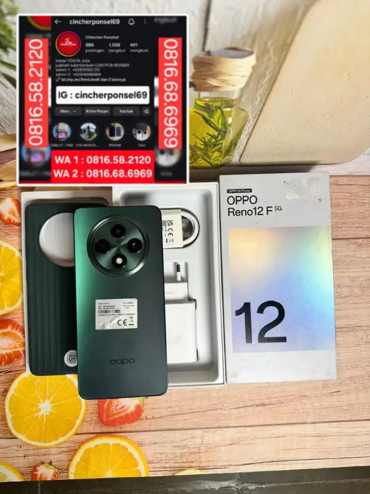 Jual hp Oppo reno 12F 5G 12/256 istimewa likenew siap pakai