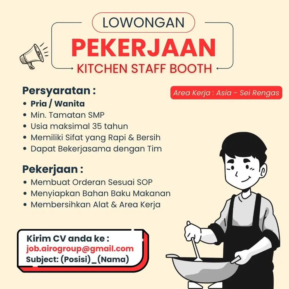 Lowongan Kerja Kitchen Staff Booth